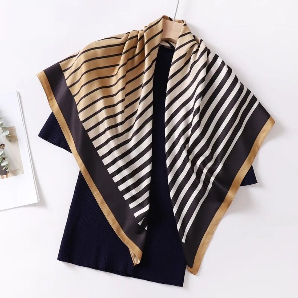 2/$30 NEW Colorful Painted Modern Stripes Printed Silky Fashion Scarf